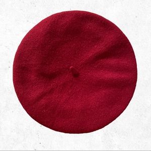 Dark Red Womens 100% Wool Beret One Size Fits Most